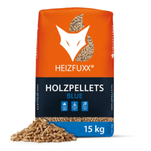 1 Palette – Blaue Holzpellets ENplus A1 / 15 kg x 65 Säcke, also 975 kg